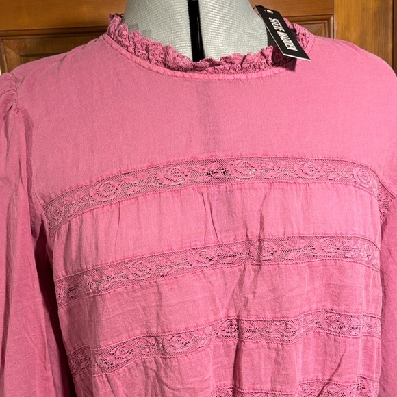 Steve Madden Cottagecore Geneva Lace Trim Cotton Top in Misty Rose Size L NWT - Picture 2 of 7